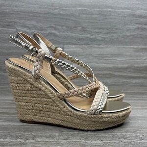 NEW! Nine West Halsee Espadrille Wedge Heel Braided Strappy Sandals Womens 7